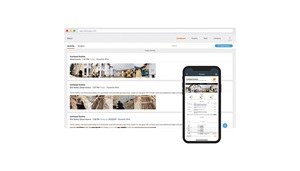 Open internet tab divided by project and a cellphone showing a project with graphs. Image by Raken.