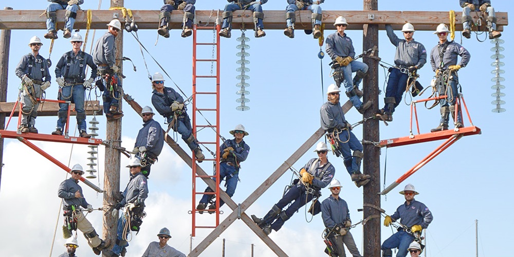 employees on poles