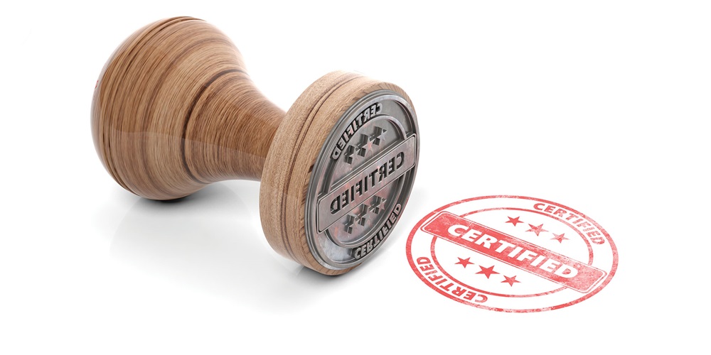 An ink stamp reading "certified."