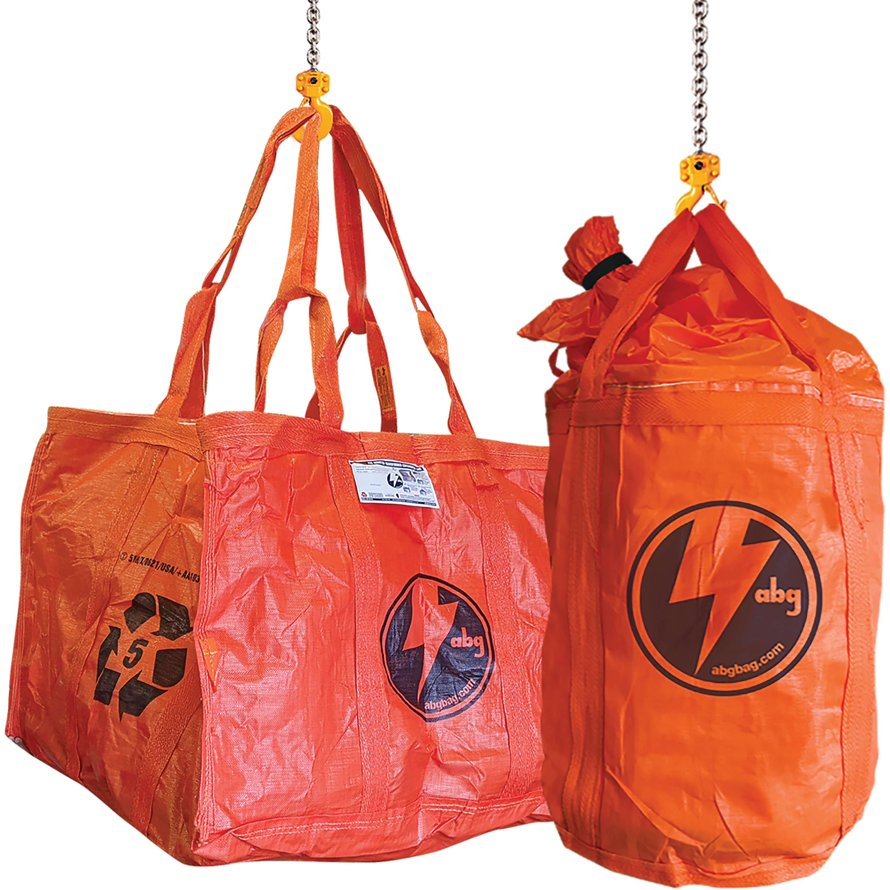 Two orange bags labeled ABG Bag. Image by ABG Bag.