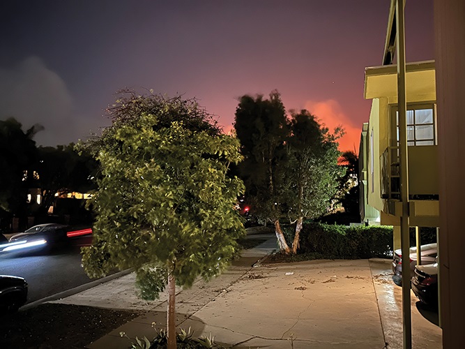 A view of the Palisades Wildfire burning close to the author's neighborhood