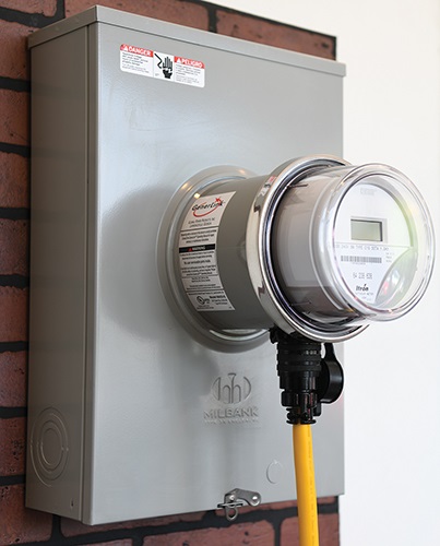 A meter-mounted transfer switch