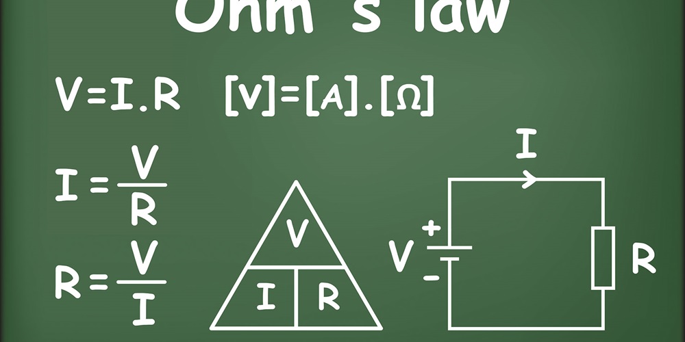 Ohm's law on a chalkboard