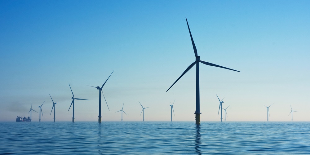 Offshore wind turbines in twilight
