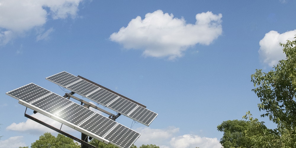 A solar panel on Penn State's University Park campus. Credit Patrick Mansell