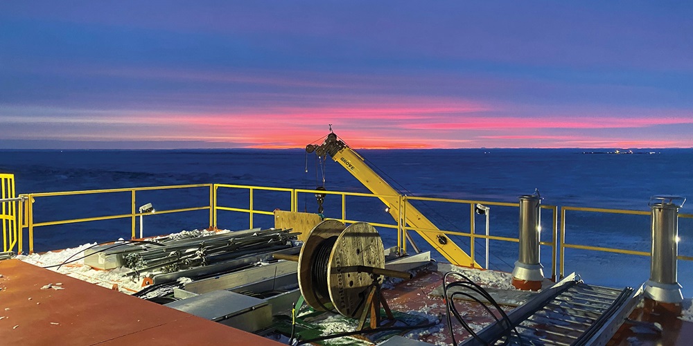View of the twilight sky in Alaska at the construction site for Clear Air Force Stations LRDR project | Alcan Electrical / Bruce Davis