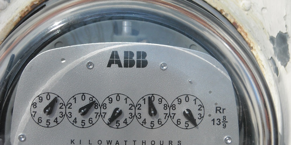 Close-up of an electricity usage meter