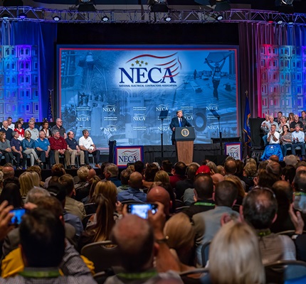 President Trump Speaks About Administrative Agenda, Jobs, Economy at NECA 2018