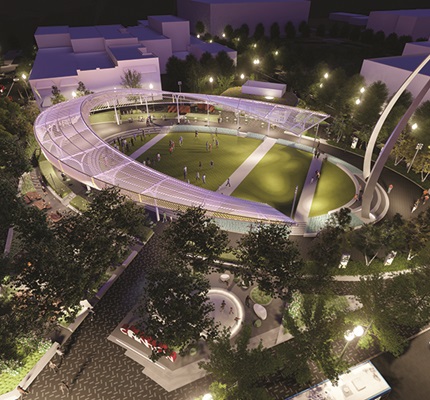 The Power of Teamwork: Hilscher-Clarke celebrates the NFL at Canton’s Centennial Plaza 