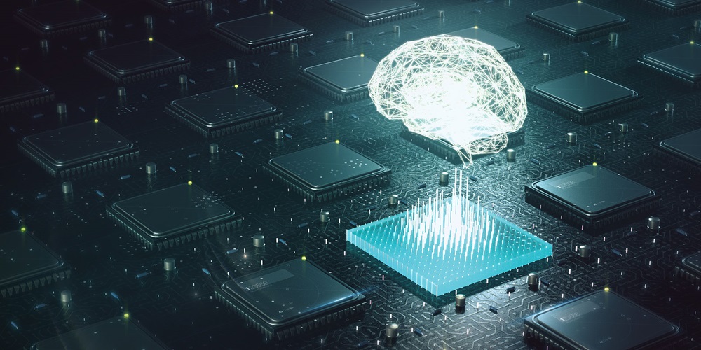 Brain floating above a CPU