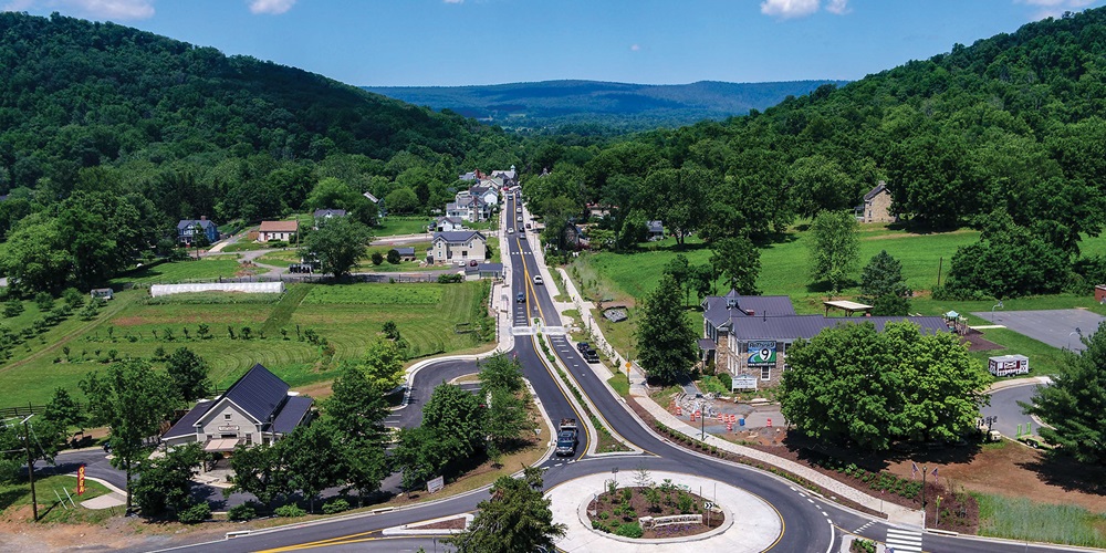 Roundabout in a small green valley. Image by Town of Hillsboro.