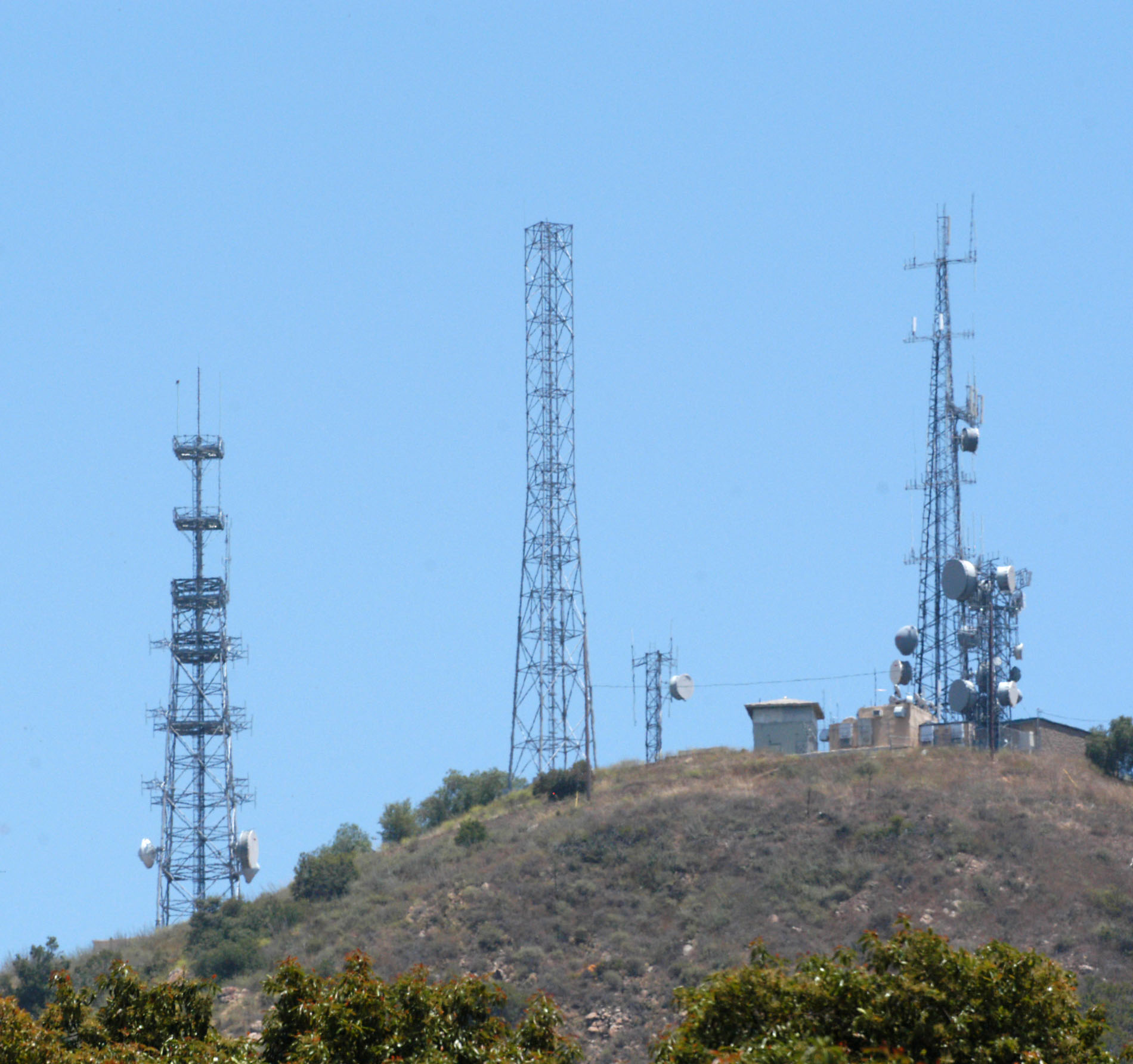 Hilltop towers are part of large microwave networks. 