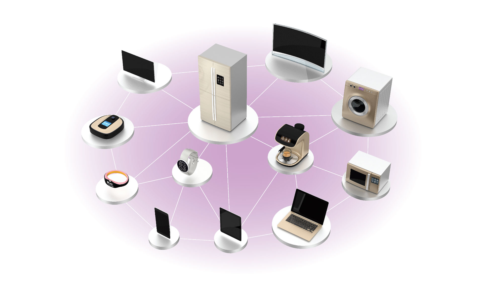 Illustration of an assortment of appliances connected by lines. Image by Shutterstock / Chesky.