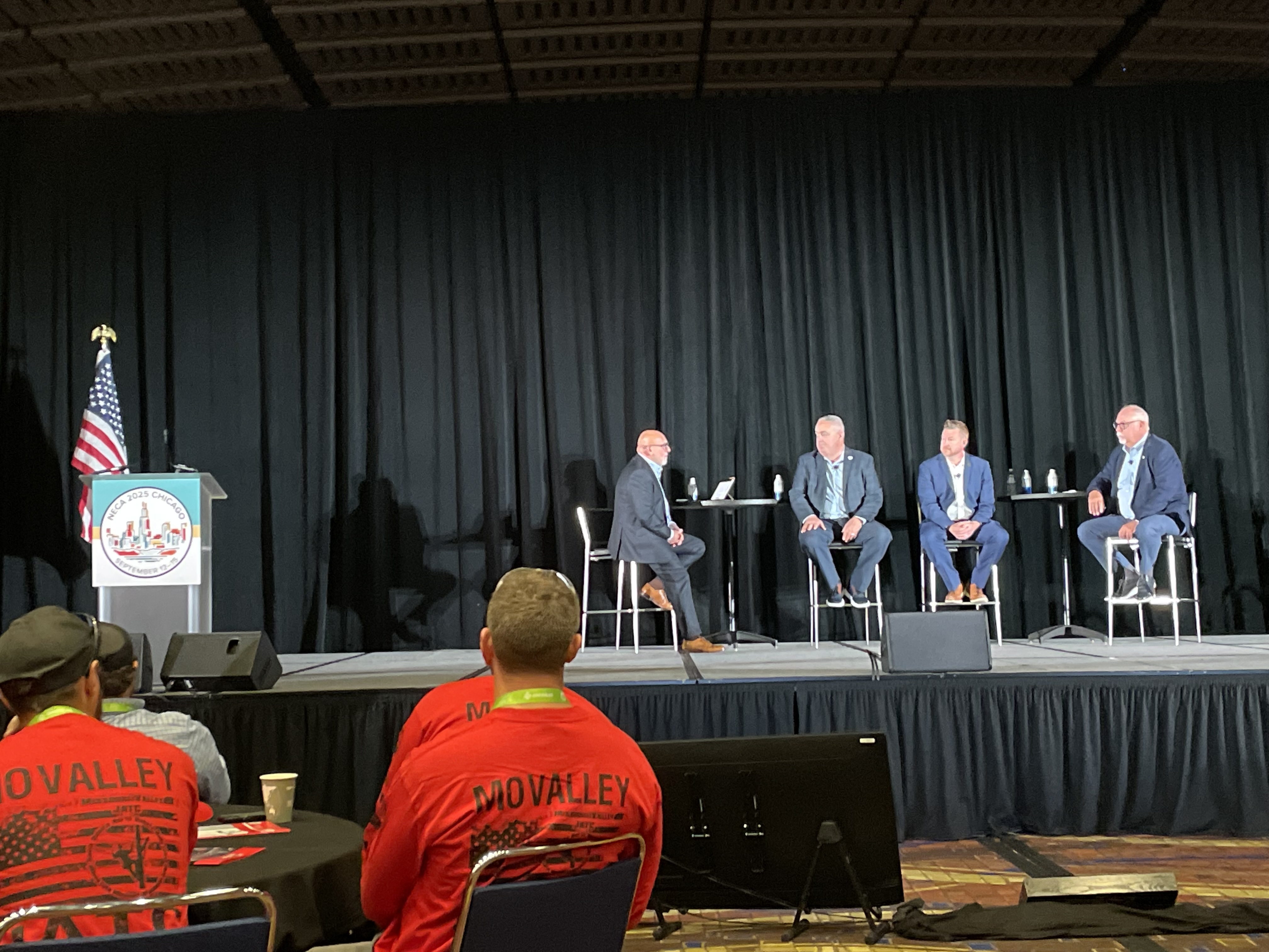 The Apprentice Appreciation Day panel featured Don Finn, business manager for IBEW Local 134, Gene Kent, director at the IBEW-NECA Technical Institute; and Mark Thomas, executive vice president of ECA Chicago.