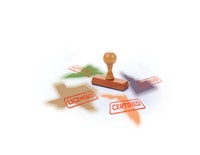 A rubber stamp surrounded by the words ‘Licensed’ and ‘Certified’ stamped onto various states, symbolizing the different licensing and certification requirements in the electrical and integrated building systems industries.