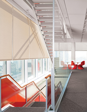 office with shades and stairs