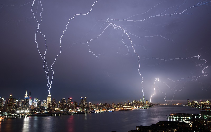 lightning striking