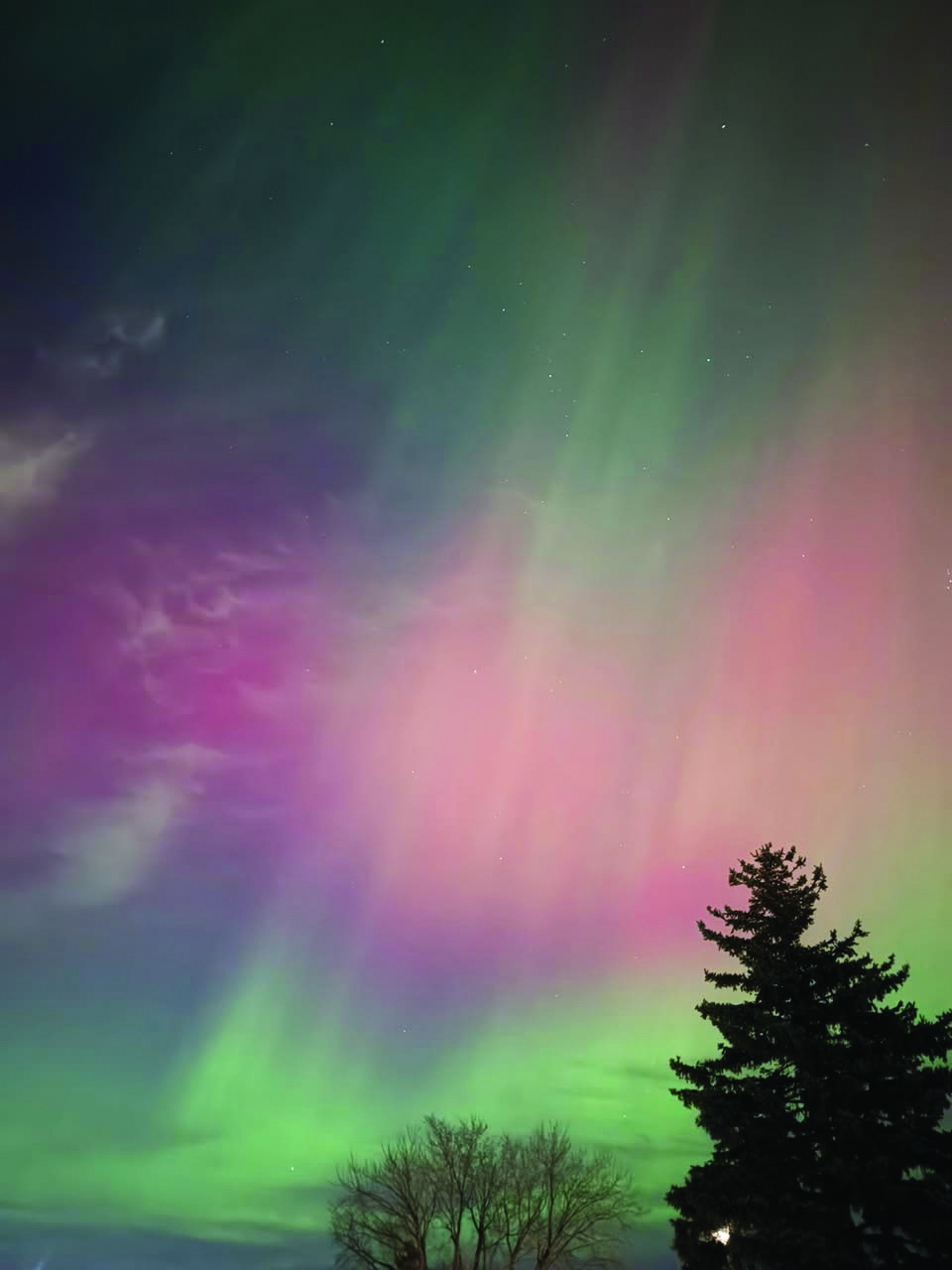A view of the northern lights in the sky