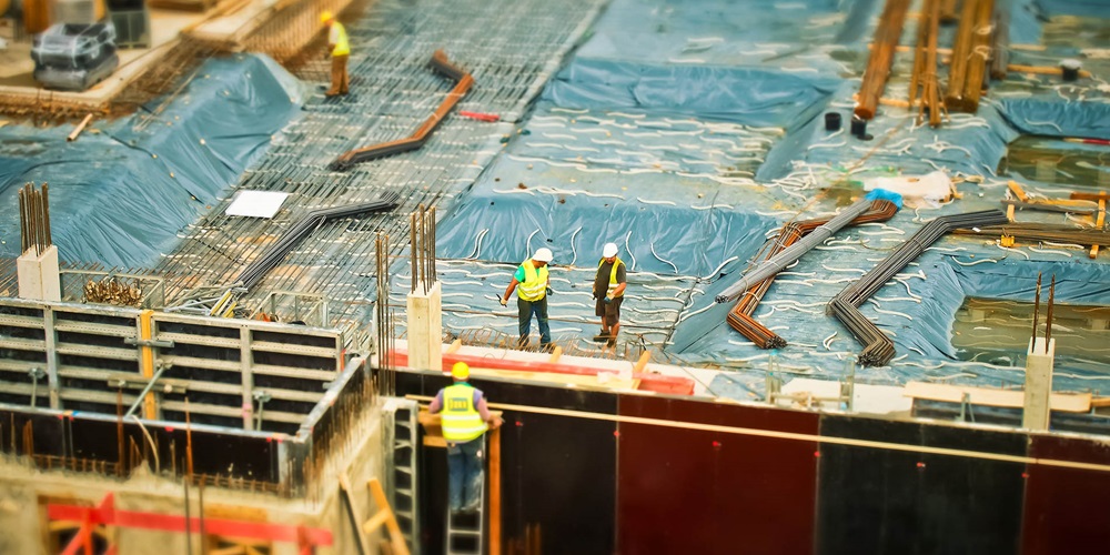 Men working at construction site.