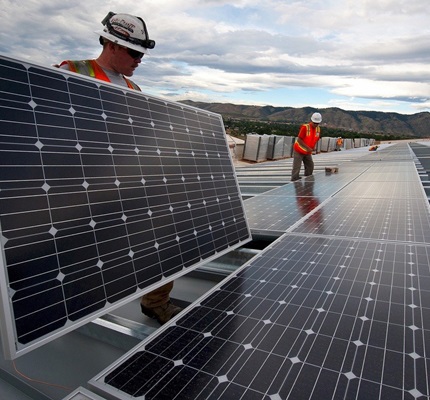 people placing solar