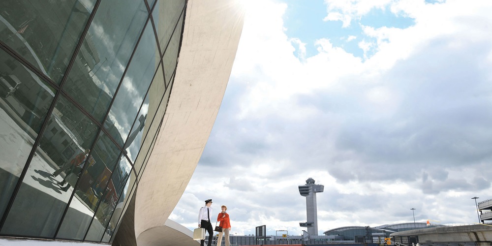 Front of TWA Hotel. Photo Credit: Berlin Rosen / Balthazar Korab