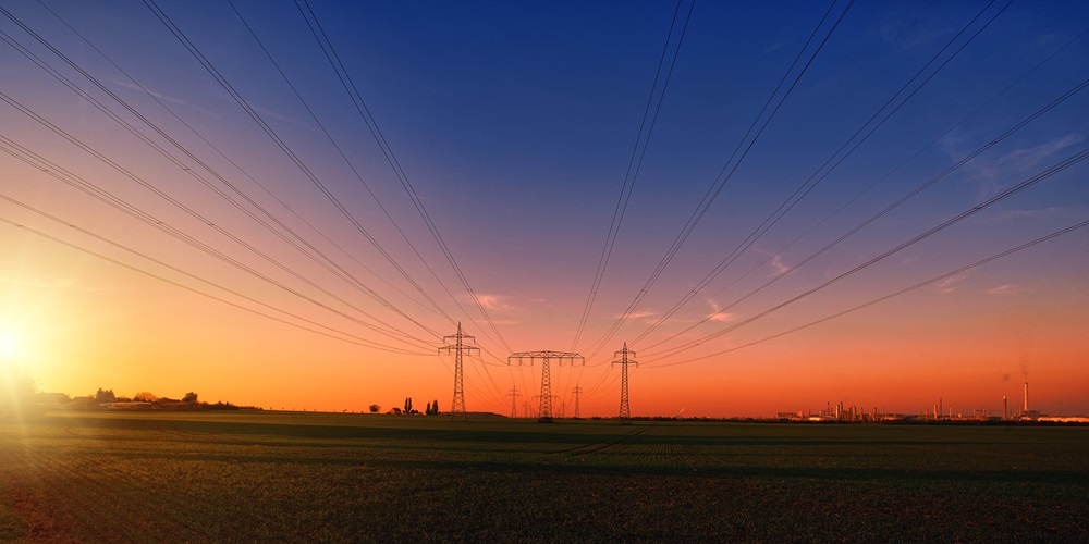 Power lines at sunset.
