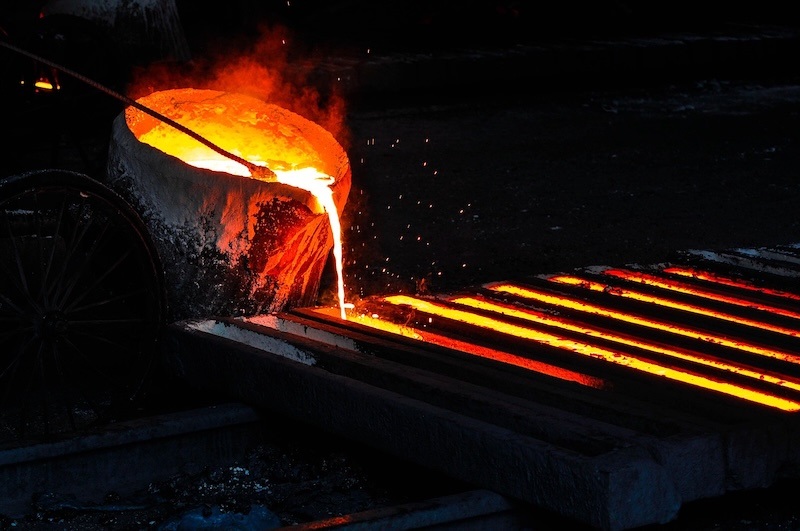 Renewable energy may be more efficient for producing heat for industrial processes like metal casting. Image by Erdenebayar Bayansan from Pixabay.