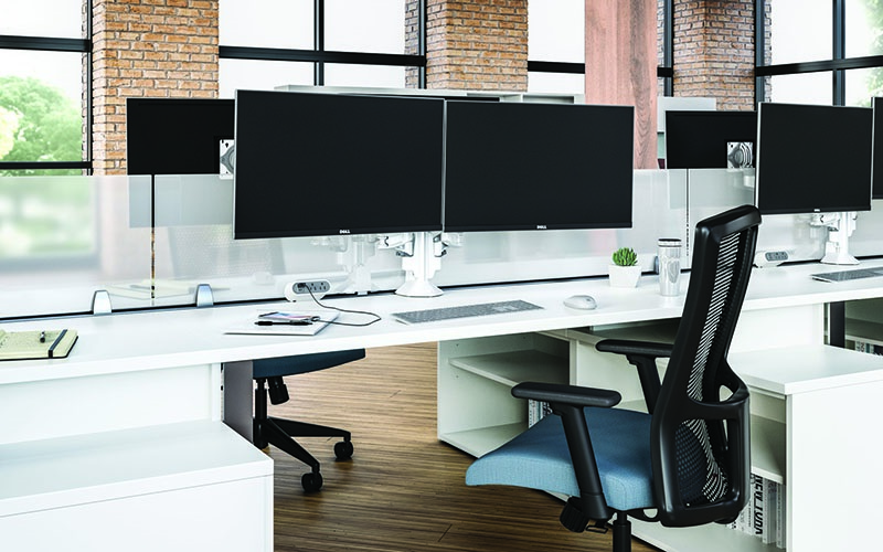 office desk with computers