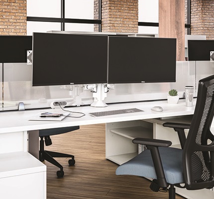 office desk with computers