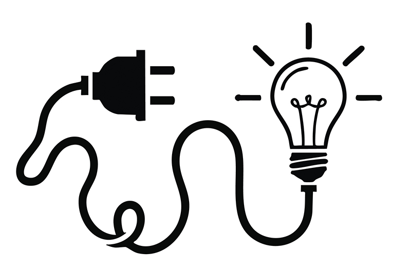 light bulb connected to plug