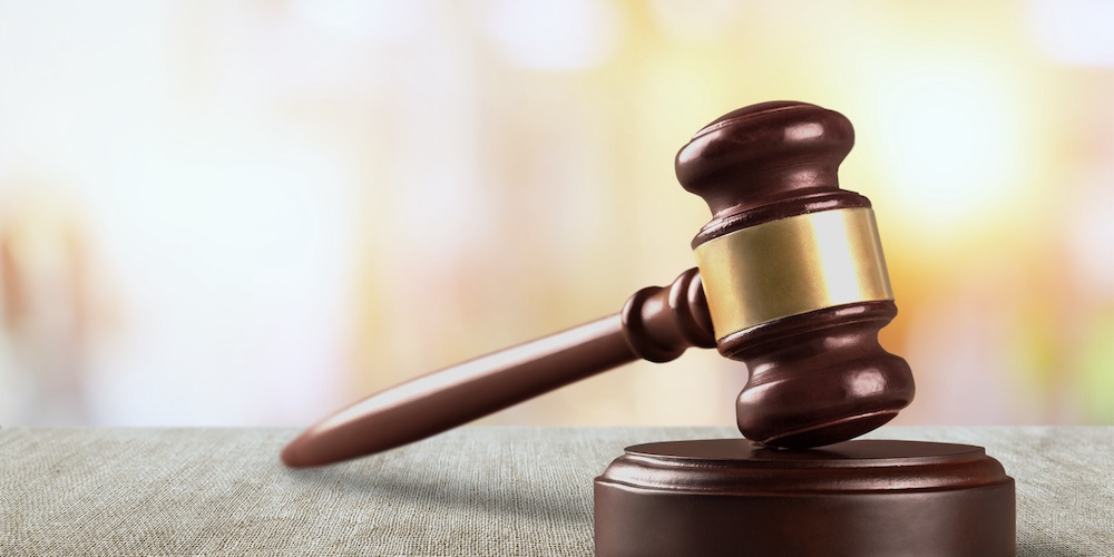 A brown and gold gavel rests against an out-of-focus background. Image by Federated Mutual Insurance Company.