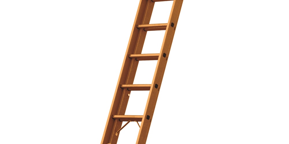 Extended wooden ladder. Image by