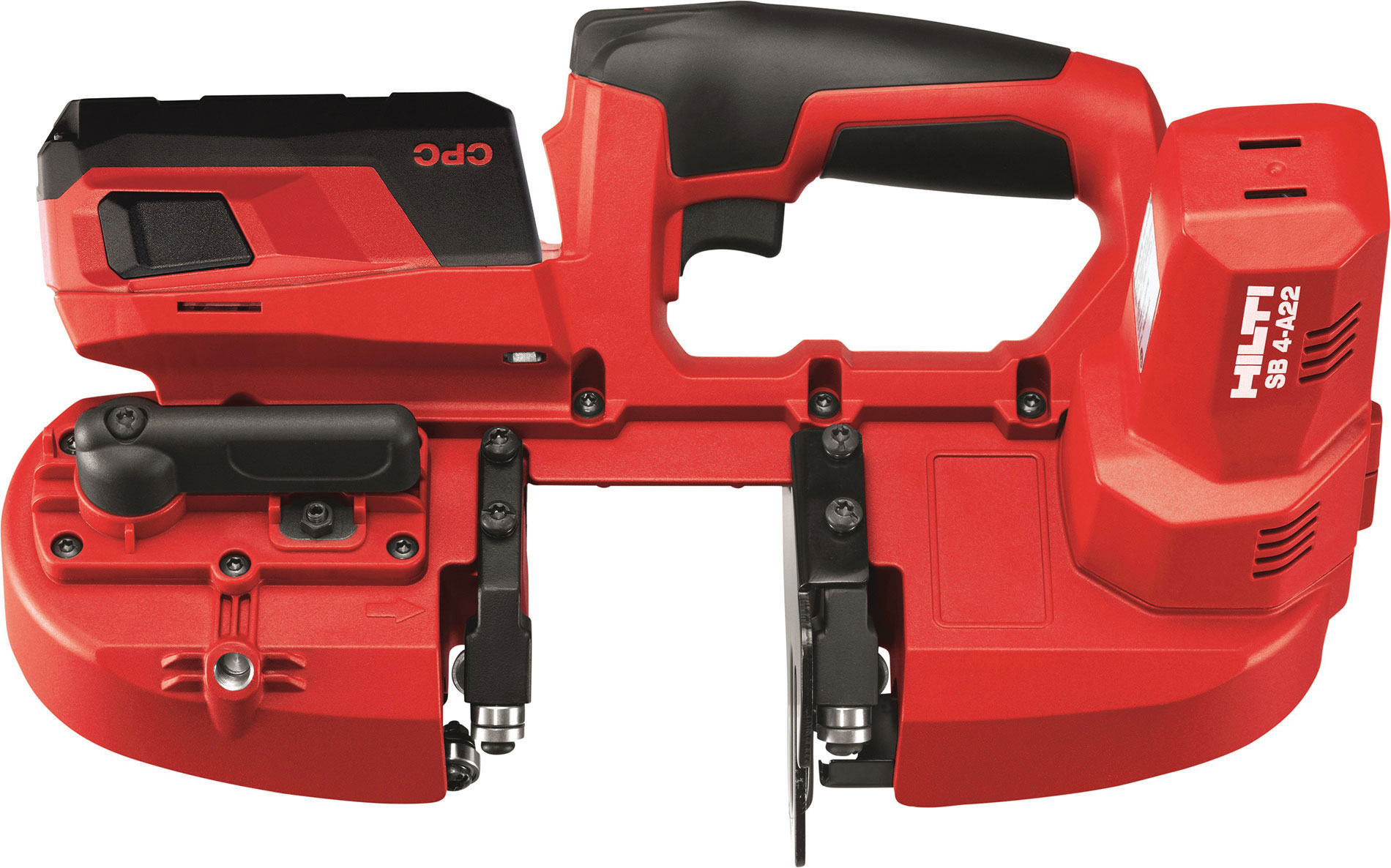 Hilti cordless compact band saw is designed for precision metal cutting, featuring ergonomic handle and rugged construction for job site durability.