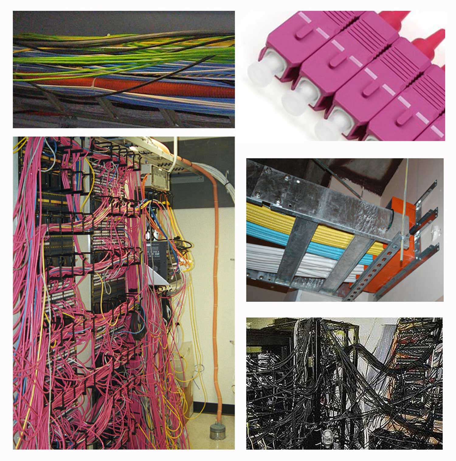 A selection of fiber optic cables and connectors with custom colors, showcasing the flexibility to deviate from standard TIA 598 color codes based on customer specifications and project requirements..