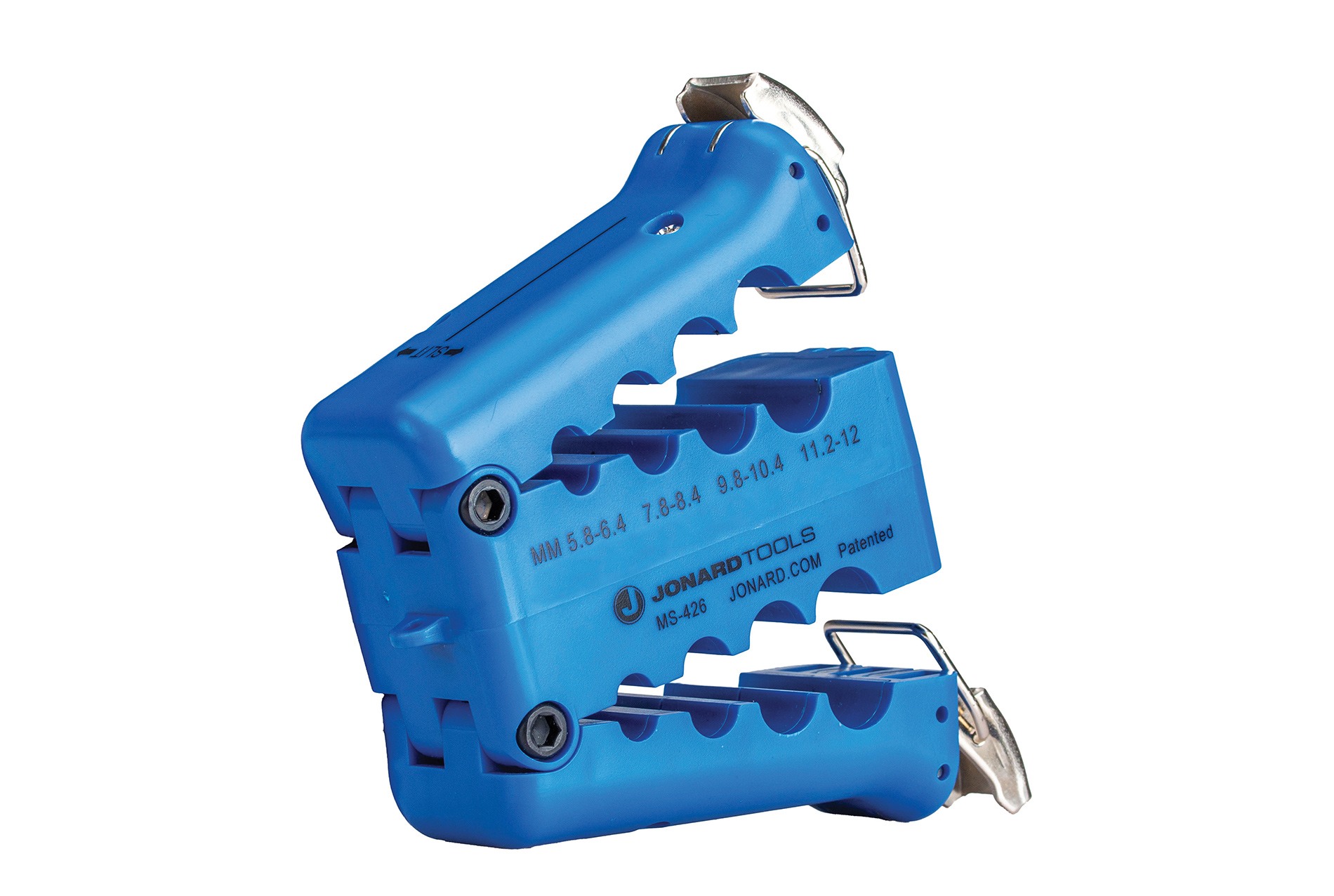 Blue slit-and-ring tool. Image by Jonard.