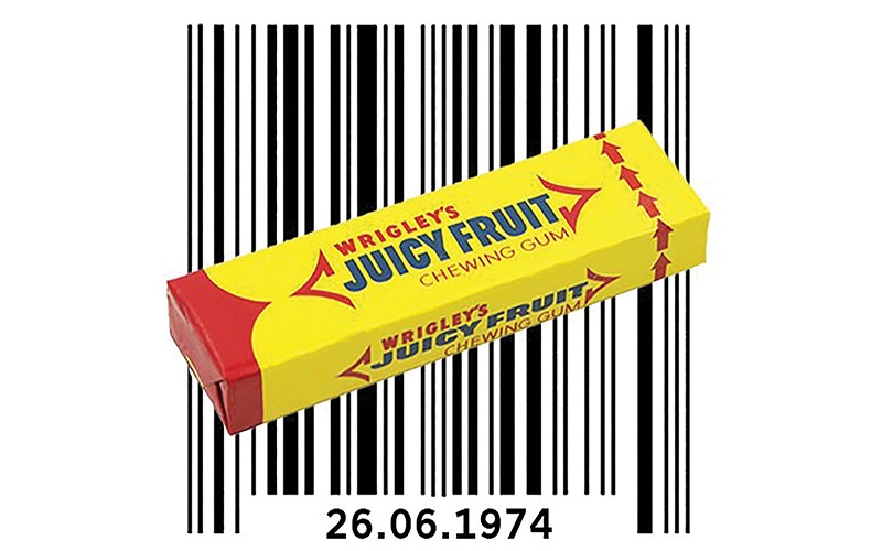 A pack of Juicy Fruit gum over a barcode | GS1 UAE