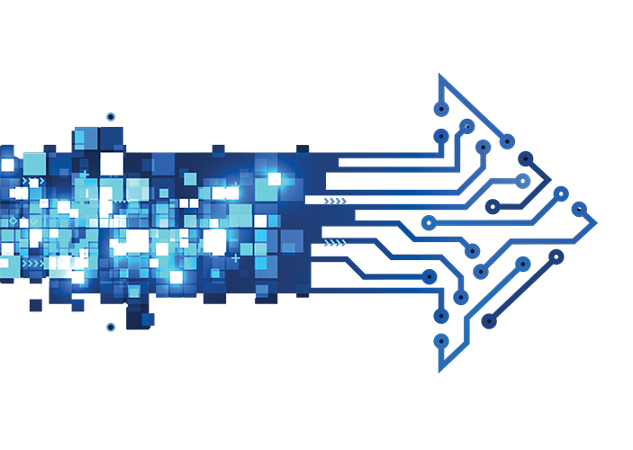 An arrow illustrating communications data and cabling | STOCK.ADOBE.COM/NATROT