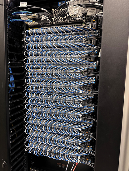 T&R Communications installed terminated patch panels with all of the network connections. Photo by T&R Communications Inc.