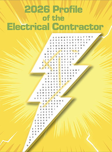 A word search depicting the words Profile of the Electrical Contractor