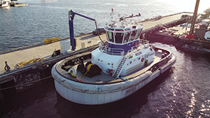 electric tugboar from overhead