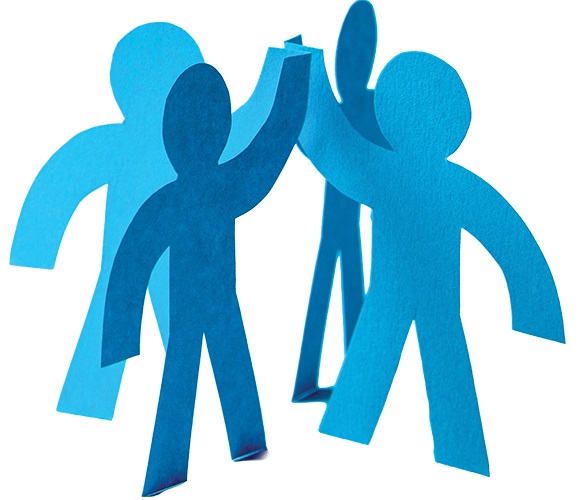 paper people high fiving