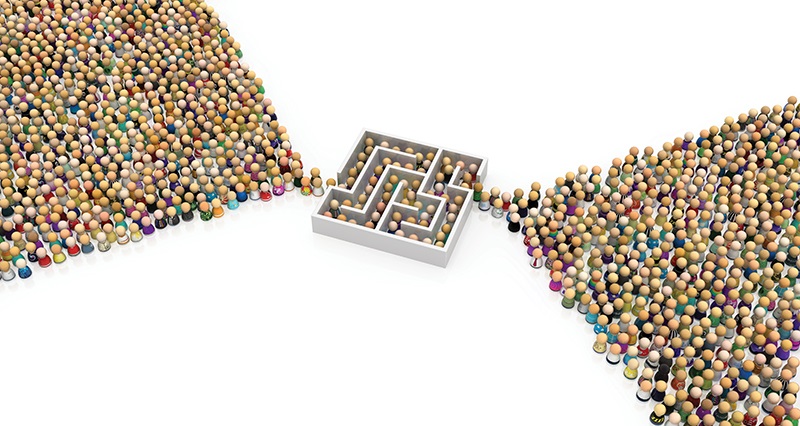 toy people going through a maze