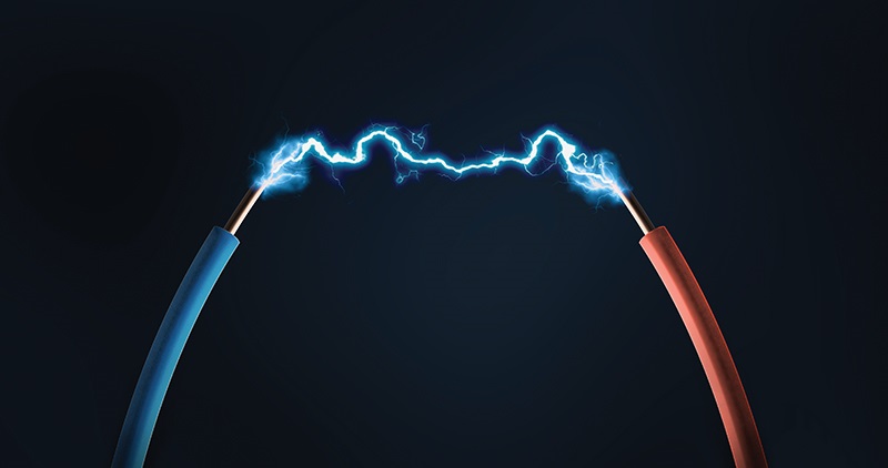 two wires sparking electricity