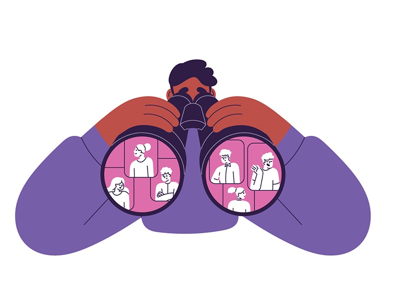 person using binoculars