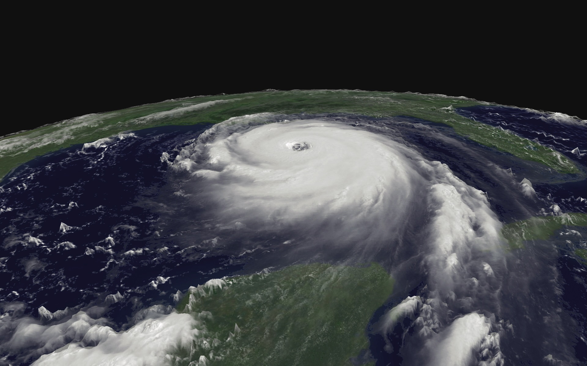 A NOAA satellite image of Hurricane Katrina taken at 11:45 a.m. on Aug. 28, 2005, when the storm was a Category 5 hurricane.