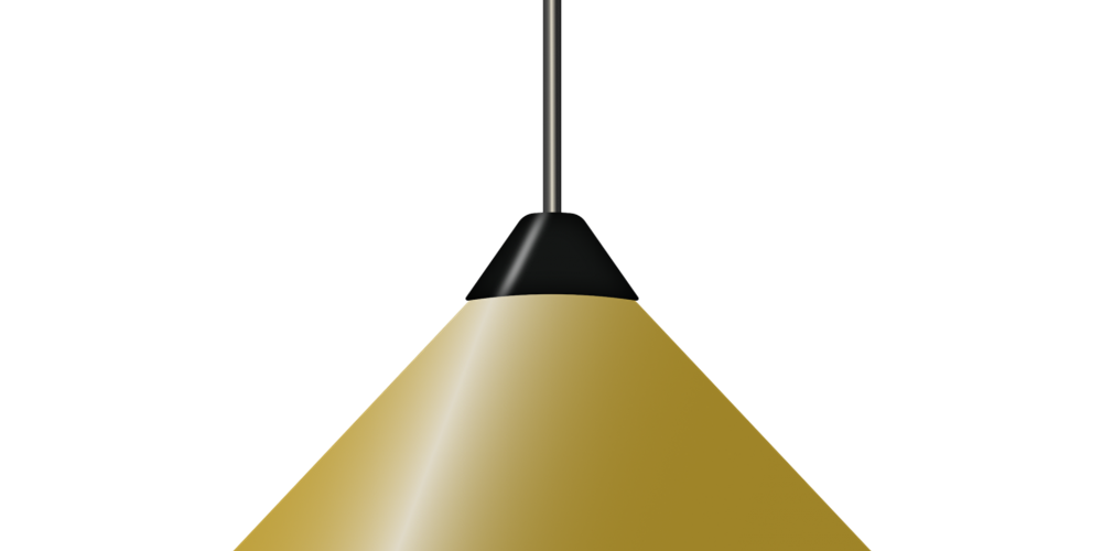 Illustration of a gold cone pendant light. Image by Pixabay.
