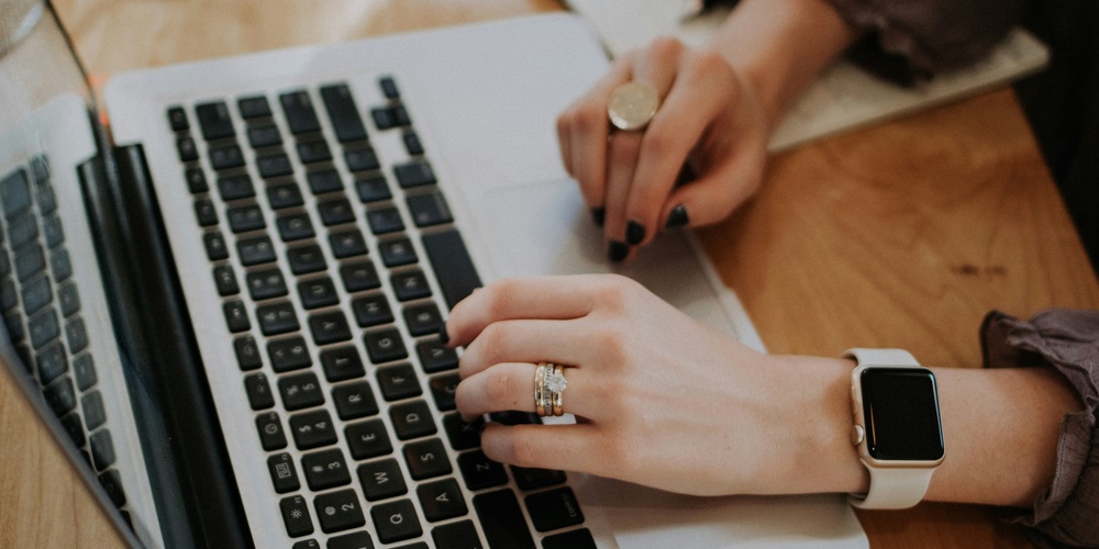 Woman working on a laptop