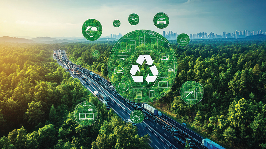 A road running through a forest. The global supply chain for electrical transmission components includes components for renewable energy projects.
