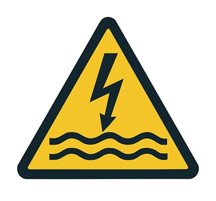 Caution: Wet Conditions - Moisture demands heightened awareness of electrical hazards on the job site