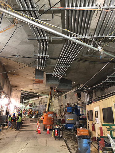 Five Star Electric crew members installed conduit racks and feeders as part of the ‘World Trade Center Vehicular Security Center & West Bathtub Vehicular Access’ project.